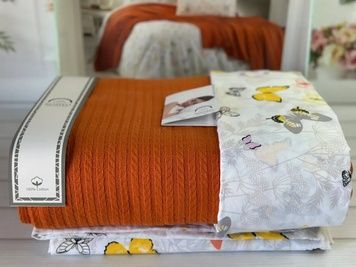 Летний Евро комплект с вязаным пледом Romeo Home Orange главное фото