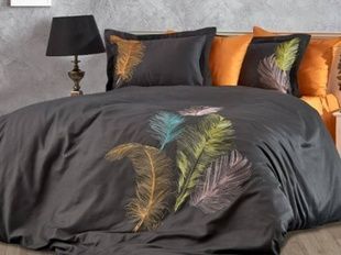 Евро комплект Dantela Vita Iz Antracit-Orange 250 ТС Сатин с вышивкой главное фото