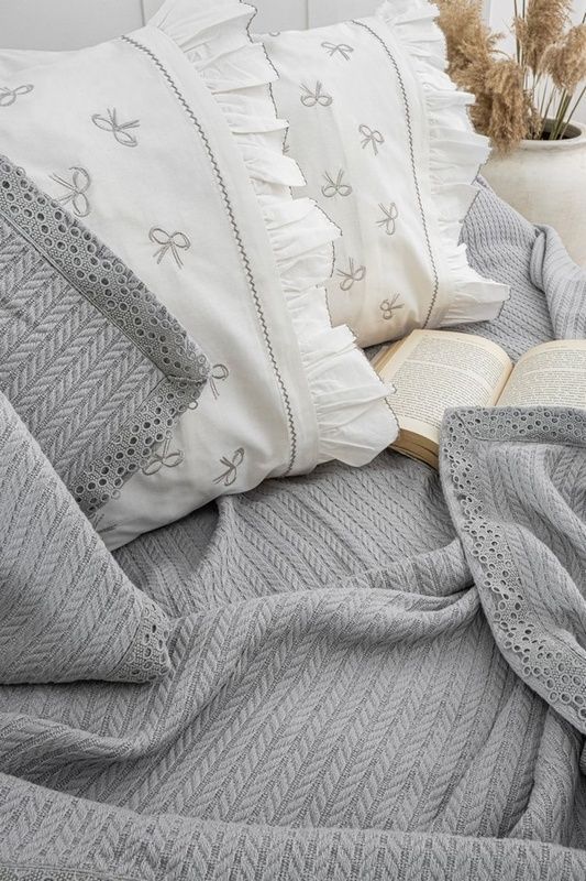 Літня постільна білизна з покривалом-піке Zebra Casa Nansy Grey головне фото
