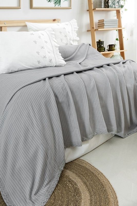 Літня постільна білизна з покривалом-піке Zebra Casa Nansy Grey головне фото