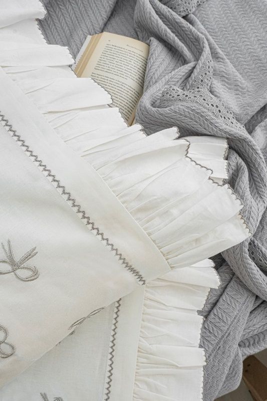 Літня постільна білизна з покривалом-піке Zebra Casa Nansy Grey головне фото