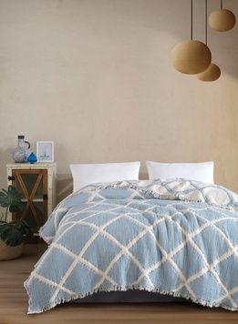 Муслиновое покрывало Moss Ivory Mavi 230х250 см главное фото