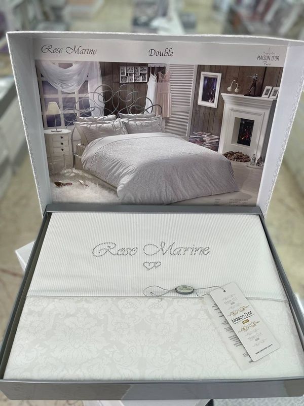 Євро комплект Maison D&rsquo;or Rose Marine White 300 TC Сатин Преміум головне фото