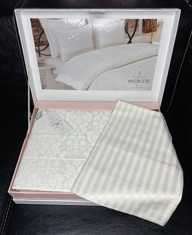 Євро комплект Maison D'or Pearl Linens Ekru Сатин-бамбук Жаккард головне фото