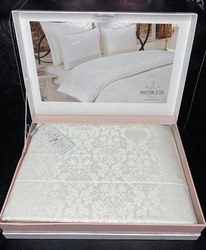Євро комплект Maison D'or Pearl Linens Ekru Сатин-бамбук Жаккард головне фото