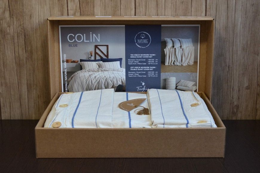 Євро комплект Turkiz Naturel Colin Blue Варена Бавовна головне фото