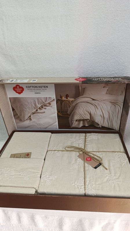 Євро комплект Cottonbox Esmira з вишивкою бавовна/льон головне фото