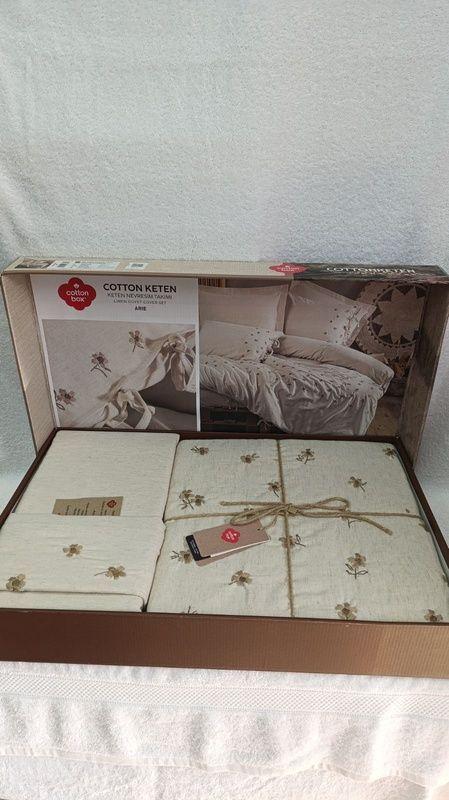 Євро комплект Cottonbox Arie з вишивкою бавовна/льон головне фото