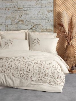 Євро комплект Cottonbox Darian з вишивкою бавовна/льон головне фото