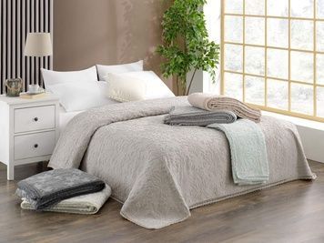 Махрове покривало з мереживом Moss Home Zeren Bej 220&times;240 см головне фото