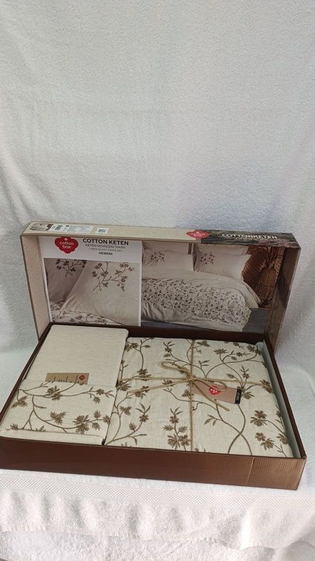 Євро комплект Cottonbox Darian з вишивкою бавовна/льон головне фото