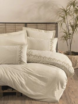Євро комплект Cottonbox Darian з вишивкою бавовна/льон головне фото