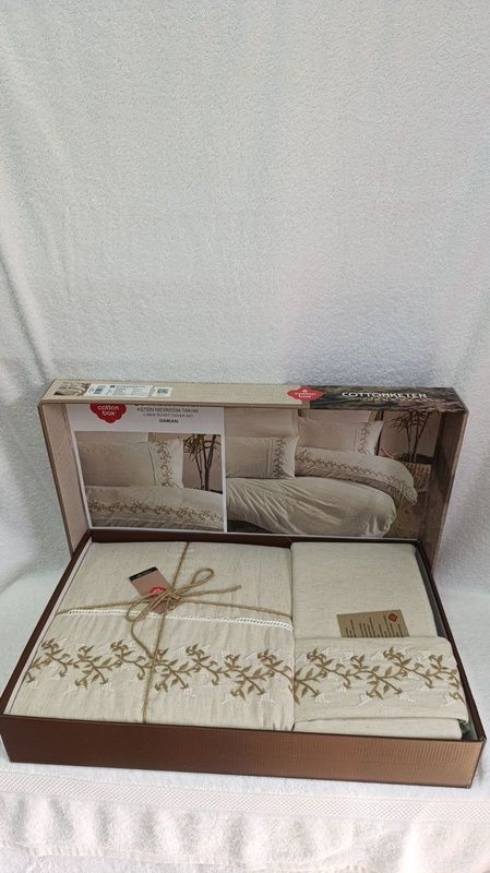 Євро комплект Cottonbox Darian з вишивкою бавовна/льон головне фото