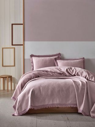 Жаккардовое покрывало Saheser Grace lila 240*260+две наволочки 50&times;70см главное фото