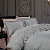 Евро комплект Dantela Vita Ruya Grey 250 ТС Сатин с вышивкой главное фото
