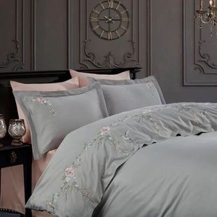 Евро комплект Dantela Vita Ruya Grey 250 ТС Сатин с вышивкой главное фото
