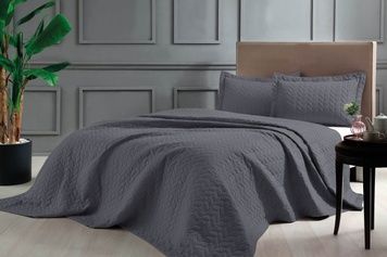 Стеганое покрывало TAC Glory Antracit 250&times;260см + две наволочки 50&times;70см главное фото