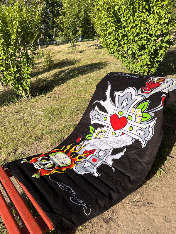 Пляжний рушник ED hardy 75х150см. Туреччина. 10055 фото