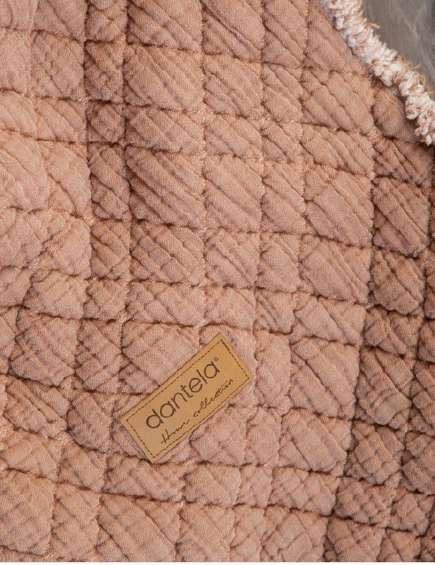 Евро комплект Dantela Bohem Beige 250 TC Сатин с вышивкой+муслиновое покрывало главное фото