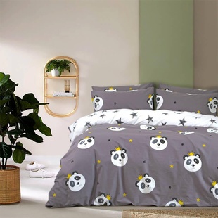 Двоспальний Євро комплект Lotus Home Panda Star Grey Ранфорс 22270465 фото