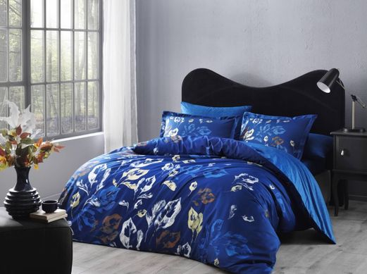 Семейное постельное белье TAC Tallin Blue Сатин-Delux
