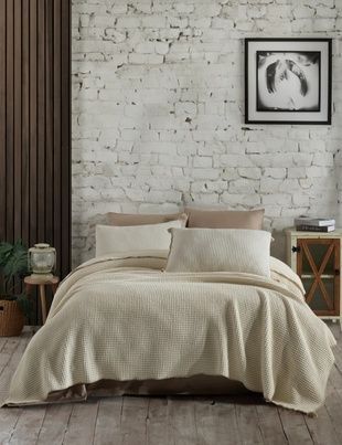 Евро комплект Dantela Drina Beige Сатин+муслиновое покрывало главное фото