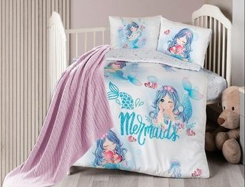 Комплект постільної білизни для немовлят First Choice - Mermaid Сатин + Плед в'язаний головне фото