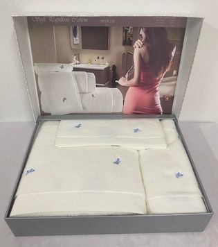 Подарочный набор полотенец Maison D'or Reve De Papillon White-Blue (3 шт. в коробке) главное фото