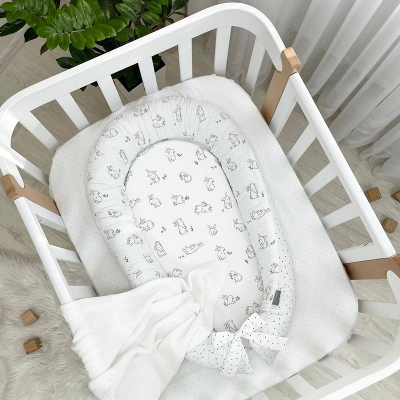 Кокон MSonya Baby Design Зайчики на білому 5019250 фото