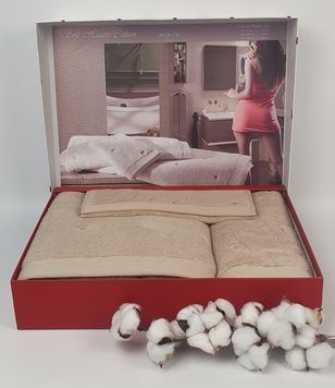 Подарочный набор полотенец Maison D'or Soft Hearts Rose Beige (3 шт. в коробке) главное фото