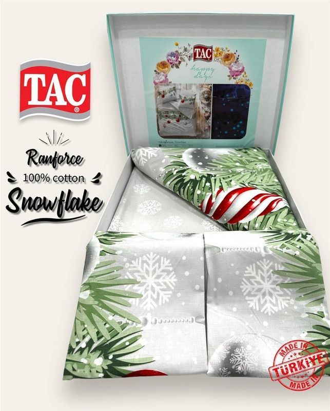 Євро комплект TAC Snowflake Glow Ранфорс + світиться у темноті головне фото