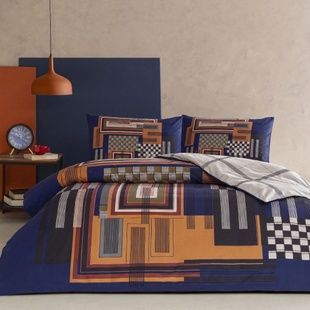 Полуторний комплект TAC Ravix Blue Ранфорс / простирадло на резинці головне фото