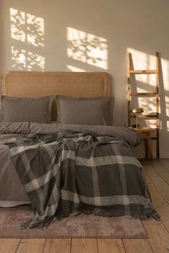 Євро комплект з пледом First Choice Luna Alura Kahve Фланель головне фото