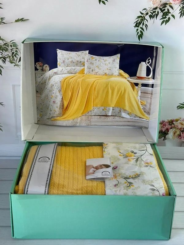 Летний Евро комплект с вязаным пледом Romeo Home Sari главное фото