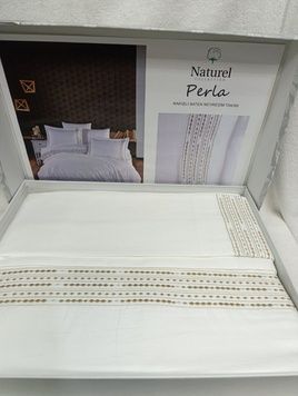 Євро комплект Naturel Perla White Сатин з вишивкою головне фото