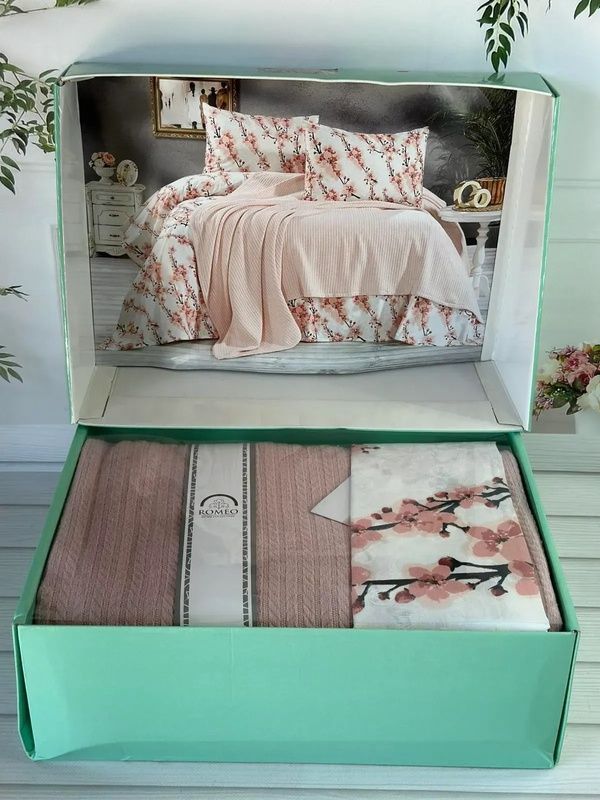 Летний Евро комплект с вязаным пледом Romeo Home Pudra главное фото