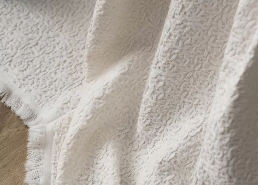 Літня постільна білизна з пледом First Choice Lude Cream Варена бавовна головне фото