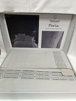 Євро комплект Naturel Perla Grey Сатин з вишивкою головне фото