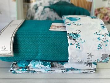 Летний Евро комплект с вязаным пледом Romeo Home Petrol главное фото