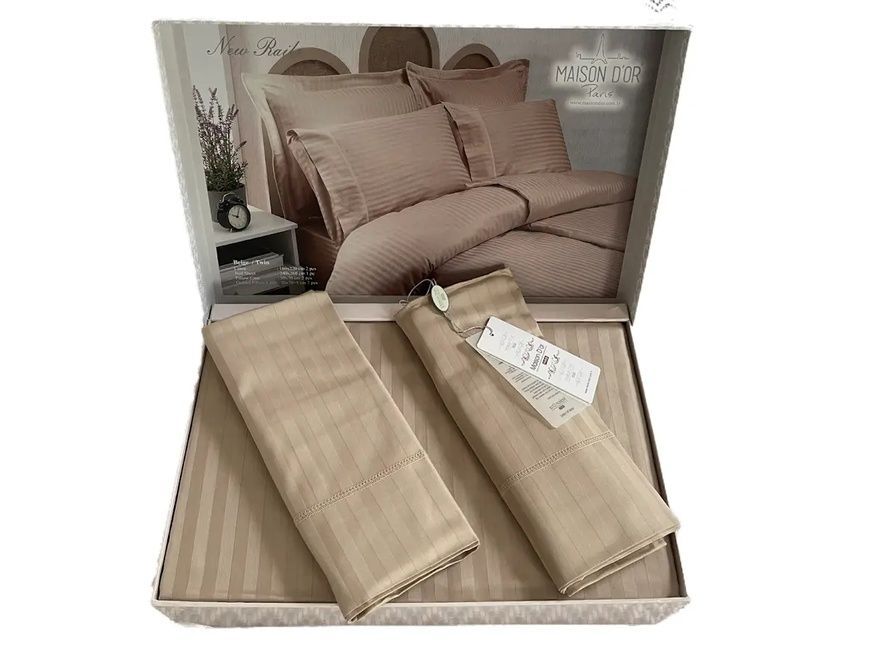 Євро комплект Maison D'or Rails Beige 300 TC Сатин Преміум головне фото
