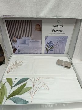Євро комплект Naturel Fiora White Сатин з вишивкою головне фото