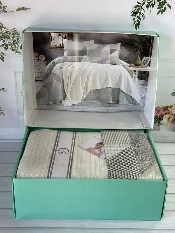 Літній Євро комплект з в&rsquo;язаним пледом Romeo Home Krem головне фото