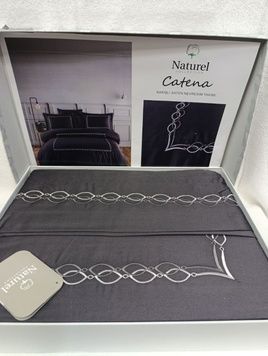Євро комплект Naturel Catena Grey Сатин з вишивкою головне фото