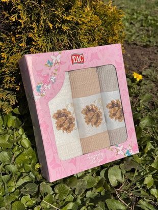 Вафельні рушники для кухні TAC 45х70см Kahve (3 шт. в коробці) головне фото