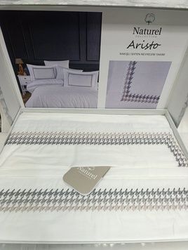 Євро комплект Naturel Aristo White Сатин з вишивкою головне фото