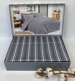 Двоспальний Євро комплект - Maison D'or Antik Nil Linens Grey Сатин Преміум 6908789 фото