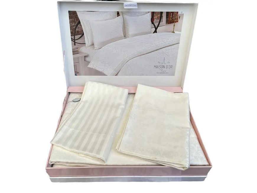 Євро комплект Maison D'or Pearl Linens Ecru 300 TC Сатин-Бамбук головне фото